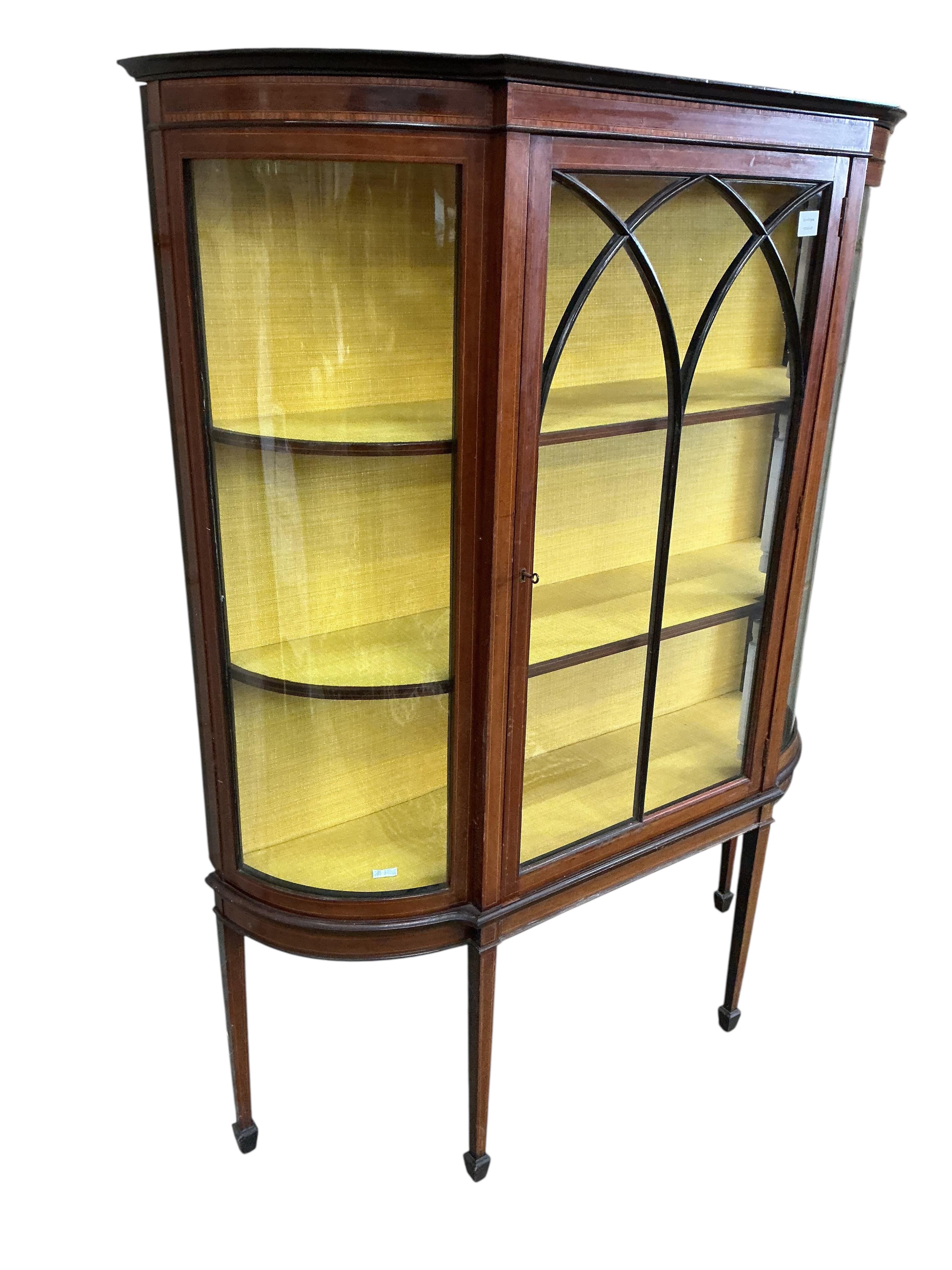 An Edwardian mahogany display cabinet, width 122cm, depth 35cm, height 160cm